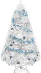 YITAHOME White Spruce Artificial Christmas Tree, 6 FT Artificial Unlit Pine Tree with 818 Branch Tips and Metal Hinges & Foldable Base for Home, Office, Party Decoration