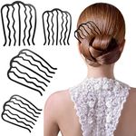 4 Pieces Hair Side Combs Vintage Hair Fork Clip U Shape French Twist Hair Pin Messy Bun Maker Hair Styling Tool Accessories for Women and Girls Black