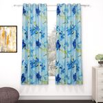 Story@Home 5 Feet Long Floral Window Curtains for Living Room Bedroom Kitchen, (46 inch X 60 inch), Blue, Set of 2 |