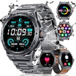 LIGE Military Smart Watch for Men(Answer/Make Calls),1.43"AMOLED Screen Always on Display Smartwatch for Android iOS with 100+ Sports Modes Heart Rate Tracker Fitness Tracker Watch Space Grey 3 Straps