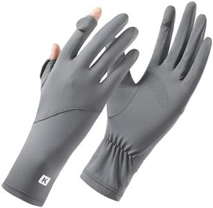 apaepr Ice Silk Sunscreen Gloves UV Protection Mittens Non-Slip Touch Screen Driving Gloves for Cycling Riding Golfing Hiking (Dark Gray, One Size)