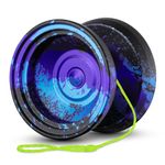 MAGICYOYO V8 Responsive Yoyo for Kids Beginners Yo-Yo with Yoyo Glove，6 Yoyo Strings (Black Blue Purple)