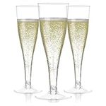 24 Plastic Champagne Flutes Disposable | Clear Plastic Champagne Glasses for Parties | Clear Plastic Cups | Plastic Toasting Glasses | Mimosa Glasses | New Years Eve Party Supplies 2023