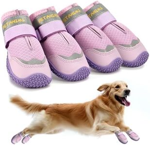 Petanims Dog Shoes for Large Dogs, Medium Dog Boots & Paw Protectors for Winter Snow, Breathable Dog Booties for Hot Pavement, Hardwood Floors Purple Size 4