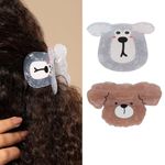 Radhu & Kabby Animal Theme Hair Clutchers | Cute Dog & Bear Claw Clips for Girls & Women | Durable Hair Accessory | Small Size Hair Clips for Thin & Thick Hair | Set of 2