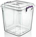 Best House 5 Litres Deep Clear Storage Box Container with Lid Square and Handles, Stackable Organizer Bin for Home, Kitchen, Garage, and Store Cloths, Boots, Toys, Food, and Accessories (Pack of 2)