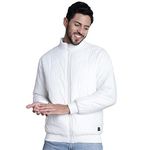 Cantabil Solid White Full Sleeves Mock Collar Regular Fit Mens Casual Jacket | Casual Winter Jackets for Men | Mens Jackets for Winter Wear (MJKT00164_WHITE_XXL)