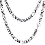 Stainless Steel Cuban Link Chain Necklace Trendy Women Men Jewelry Layering 6mm Curb Chain Necklaces