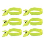 Ergodyne Chill Its 6700 Cooling Bandana, Evaporative Polymer Crystals for Cooling Relief, Tie for Adjustable Fit, 6-Pack,Lime