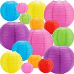 16pcs Colorful Paper Lanterns for Christmas Decorations, Multi-Color Chinese or Japanese Hanging Paper Lanterns Decoration for Party, Classroom, Wedding, Home Decoration(Size of 4”, 6”, 8”, 10”)