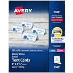 Avery Small Tent Cards, 2 x 3.5 Inches, White, Box of 160 (5302)