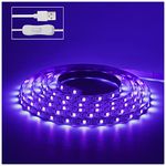 6.6FT/2M LED Black Light Strip - 120 Units LED UV Wick 395-400nm, USB DC 5V Flexible Blacklight Fixtures, 10W Blacklight Strip for Indoor Decor, Glow Poster, Bedroom, Playroom, Halloween, Dark Party