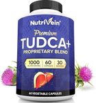 Nutrivein TUDCA+ Liver Support Supplement 1000mg - Liver Detox and Cleanse for Liver Health - 30 Day Supply (60 Capsules, Two Daily)