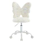 Wahson Kids Desk Chair Faux Fur Children Swivel Chair with Backrest, Children Computer Task Chair Height Adjustable for Girls Boys, White