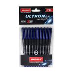 UNOMAX Ultron 2X Ball Pen - Set of 10 (Jet Blue) | Unleash the Art of Writing with Elegance | Matt Finish Body | 0.7mm Tip Size for Superior Precision | Jet Ink Technology for Effortless