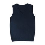 Women Knitted Sweater Vests Sleeveless Jumpers Cotton Tank Top Basic Knitwear Size UK-12 Blue