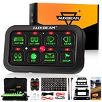 Auxbeam 8 Gang Switch Panel GA80 Universal Circuit Control Relay System Automatic Dimmable LED On-Off Switch Pod Touch Control Panel Relay Box for Car Truck Pickup Boat UTV SUV-Green, 2 Year Warranty