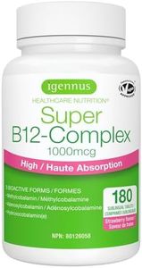 Super B12-Complex 1000mcg, Sublingual & Methylated Vitamin B12, Methylcobalamin, Adenosylcobalamin & Hydroxocobalamin, 180 Servings, Clean Label, High Absorption Sugar-Free Melts, Vegan, by Igennus