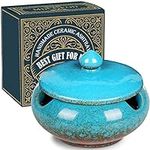 Ceramic Ashtray with Lids Cigar Acc