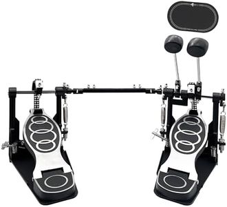 Double Bass Pedal, Double Chain Double Bass Drum Pedals, Double Kick Drum Pedal with Patch Suit for Kick Drum Set Electronic Drums Beginner Practice