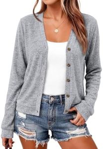 LILLUSORY Lightweight Fall Cardigan Sweaters for Women Light Grey M