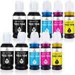 LeciRoba 104 for epson 104 ink bottle multipack and Epson 102 103 ink for ET-2710 ET-2711 ET-2714 ET-2715 ET-2720 ET-2721 ET-2726 ET-2810 ET-2820 ET-2821 ET-2825 ET-2826 ET-4700 ET-4800 (10-PACK)