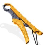 SNAIL TRAIL Floating Fish Gripper, Fish Grabber, Catfish Fish Lip Gripper, Trout Fish Grip, Fishing Gripper, Fishing Plier, A Kayak Accessory Gift for Man. (Yellow-Gray) (9-Inch)