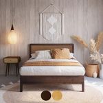 Bme Nipe 14 Inch Deluxe Bed Frame with Adjustable Headboard - Rustic & Bohemian Unique Style with Acacia Wood - No Box Spring Needed - 12 Strong Wood Slat Support - Easy Assembly - Full, Walnut