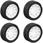 uxcell 30mm Rubber RC Wheel Tires DIY Model Robots 4pcs, White and Black