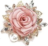 Elegant Rose Flower Brooch Pin for Women Men Wedding Party Gentleman's Essentials Handmade Crystal Pearl Fabric Flower Lapel Pin Dress Suit Accessories Boutonniere Ideas Gifts Valentine's Day (Pink)