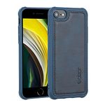 Molzar MAG Series iPhone SE 2020/8/7/6s/6 Case with Faux Leather, Built-in Metal Plate for Magnetic Mount, Wireless Charging Support, Compatible with iPhone SE2/8/7/6s/6, Blue