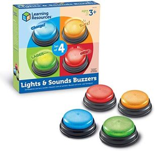 Learning Resources Lights And Sounds Buzzers - Set Of 4, Ages 3+ Game Show And Classroom Buzzers, Family Game Night