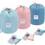 Makeup Bags Portable Drawstring Cosmetic Bag for Women Foldable Large Travel Toiletry Organizer Bag,Drawstring Cosmetic Bag(Pink+Green+Blue)