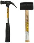 STANLEY STHT57528-8 Rubber Mallet (680gms) & STANLEY 51-152 Claw Hammer with Steel Shaft 220 grams (Black and Chrome)