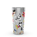 Tervis 1297811 Disney Mickey Mouse 90th Birthday Stainless Steel Insulated Tumbler with Clear and Black Hammer Lid, 20 oz, Silver