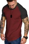 COOFANDY Mens Raglan Sleeve Gym Shirts Athletic Muscle Tee Pattern9 L