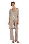 R&M Richards Women's 3 PCE Laced Duster Jacket Shell and Solid Pant, Champagne, 8