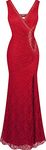 Angel-fashions Women's Peplum Evening Dresses Sheath Lace (X-Large, Red)