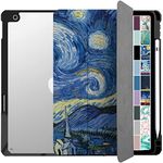 DuraSafe Cases for iPad 7th 8th 9th Gen 2019/2020 / 2021-10.2 Inch [iPad 9 8 7 ] A2602 A2270 A2197 MW742HN/A MYLC2HN/A MK2L3HN/A Pencil Holder Soft Corner with PC Back Cover - Starry Night Print