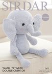 Sirdar Wash 'n Wear Double Crepe Crochet Pattern - 2472 Toy Elephant