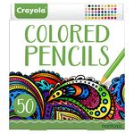 Crayola Colored Pencils, Pre-sharpened, Adult Coloring, 50 Count, Stocking Stuffer, Gift