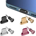 4 Pack Anti dust Plug Set Compatible with iPhone 13 12 Mini Pro Max 11 X XS XR 8 7 Plus iPad, Charging Port Cover Metal Anti-dust Pluggy and Earphone Jack Devices with Easy Storage Box