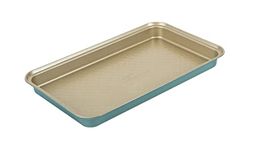 Prestige x Nadiya Brownie Tin - Non Stick Brownie Tray 33 x 18cm, Dishwasher Safe, Oven and Fridge/Freezer Safe, Steel Bakeware, Teal & Gold, 13" x 7"