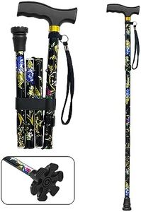 LIXIANG Walking Cane with Replacement Base-Folding Cane,Adjustable Colorful Walking Stick for Men & Women with Comfortable T-Handle,Stylish Balancing Mobility Aid,Black Flower