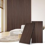 DOLLAR BOSS Wood Panels for Walls, Acoustic Wall Panels 240x60cm, Sound Absorbing Wooden Slats, Decorative 3D Wall Panels, Modern Wall Decor for Office, Bedroom, Kitchen, Ebony