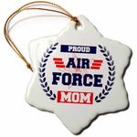 3dRose "Air Force Mom" Snowflake Ornament, Multi-Colour, 3-Inch