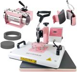 BetterSub 5 in 1 Heat Press Machine 12x15 inch, Industrial-Quality Sublimation Press with 30oz Tumbler Attachment & Curved Hat Plate, 360° Swivel Design for T-Shirts, Vinyl, DTF Film - Pink