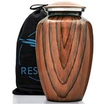 Aubree Woodgrain Aluminum Urns for Ashes Adult Male. Cremation urns for Human Ashes Adult Female. Decorative urns for Human Ashes by Restaall