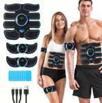 SHENGMI EMS Muscle Stimulator,ABS Trainer Muscle Stimulator,ABS Stimulator with 6 Modes,18 Intensities,3 Machines,3 Patches,12 Gel,For Abdominal/Arm/Leg Training