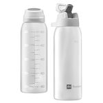 Teentumn Straw Water Bottle BPA Free Tritan with Time Markers, 30oz Large Durable Gym Plastic Bottle for Fitness, Outdoor Enthusiasts, Leakproof (Pack of 1)